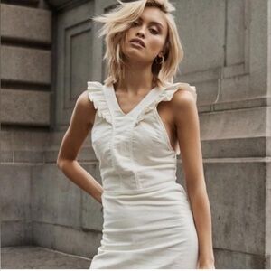 Brand New SIR Linen Ruffle Sleeve Midi Cut Out Dress, Size AU 0 / US 2